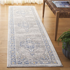 Safavieh Palma Elegant Runner Rug With Timeless Motifs, Turkish Craftsmanship For Sophisticated Home Décor Grey ,Blue 75% Polypropylene 25% Polyester Pam362f-2