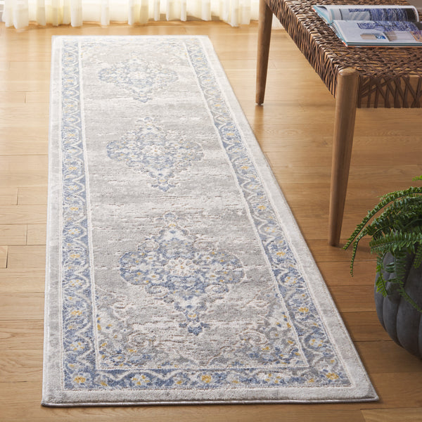 Safavieh Palma Elegant Runner Rug With Timeless Motifs, Turkish Craftsmanship For Sophisticated Home Décor Grey ,Blue 75% Polypropylene 25% Polyester Pam362f-2