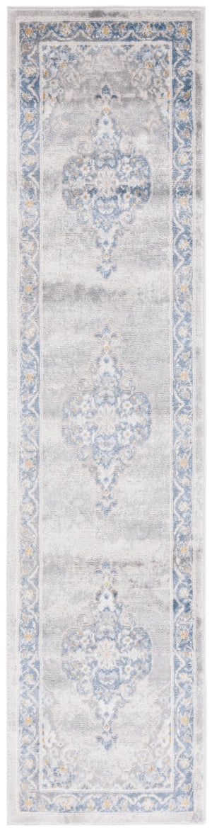 Safavieh Palma Elegant Runner Rug With Timeless Motifs, Turkish Craftsmanship For Sophisticated Home Décor Grey ,Blue 75% Polypropylene 25% Polyester Pam362f-2