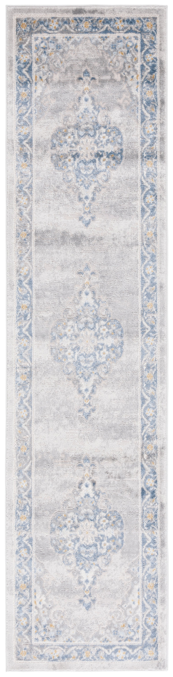 Safavieh Palma Elegant Runner Rug With Timeless Motifs, Turkish Craftsmanship For Sophisticated Home Décor Grey ,Blue 75% Polypropylene 25% Polyester Pam362f-2