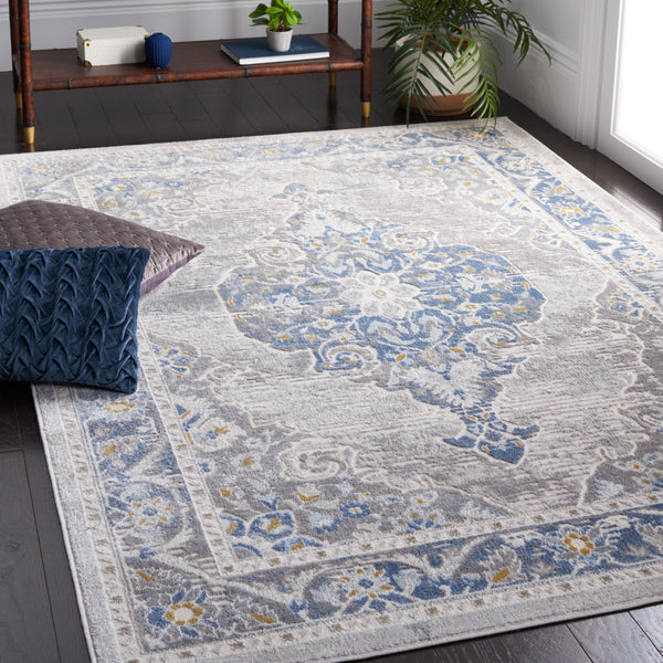 Safavieh Palma Elegant Runner Rug With Timeless Motifs, Turkish Craftsmanship For Sophisticated Home Décor Grey ,Blue 75% Polypropylene 25% Polyester Pam362f-2