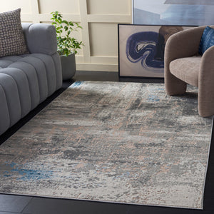 Safavieh Palma Contemporary Grey And Teal Area Rug — Low-Profile, Power-Loomed Durability For Modern Homes 5'-3" x 7'-6" PAM364G-5