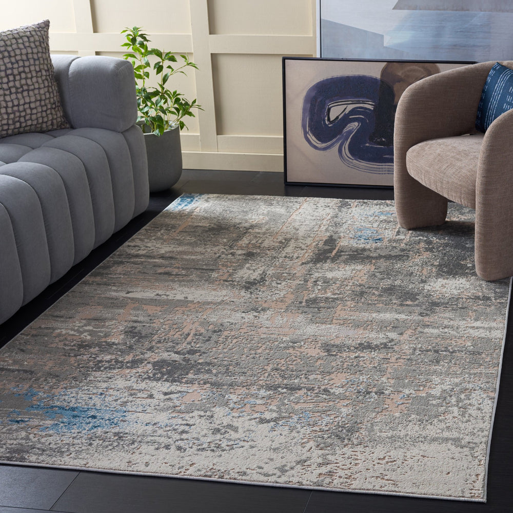 Safavieh Palma Modern Runner Rug In Grey And Teal Tones — Low-Profile, Durable Power-Loomed Design For Hallways 2'-2" x 9'-0" PAM364G-29
