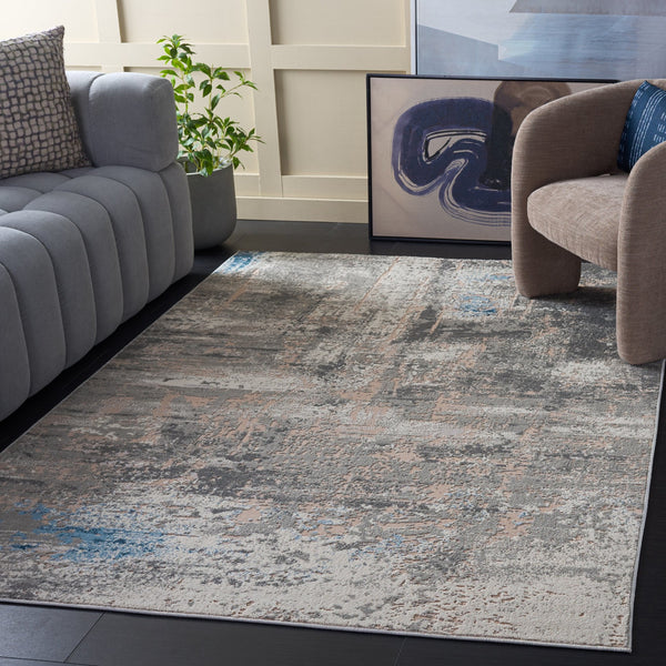 Safavieh Palma Contemporary Grey And Teal Area Rug — Low‑Pile, Power‑Loomed Durability For High‑Traffic Spaces 9'-0" x 12'-0" PAM364G-9