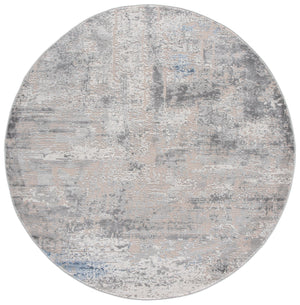 Safavieh Palma Contemporary Round Area Rug In Grey Teal – Low Pile, Power-Loomed Durability, Turkish Craftsmanship 6'-7" x 6'-7" PAM364G-7R