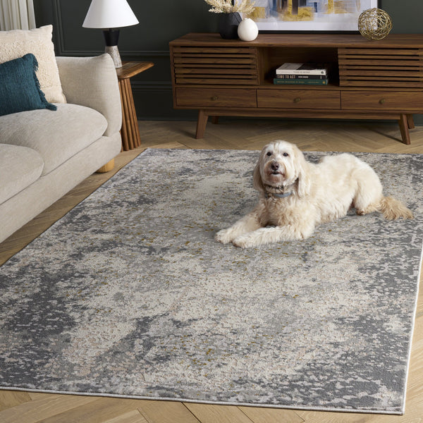 Safavieh Palma Round Grey Area Rug — Modern Low-Pile, Durable Power-Loomed Poly Blend For Easy Care And Style 6'-7" x 6'-7" PAM366F-7R