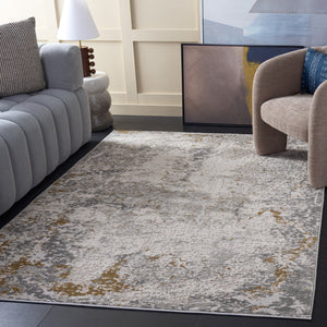 Safavieh Palma Round Area Rug In Grey And Gold — Low-Profile Power-Loomed Turkish Rug, Durable Soft Texture 6'-7" x 6'-7" PAM366G-7R