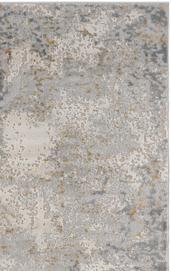 Safavieh Palma Round Area Rug In Grey And Gold — Low-Profile Power-Loomed Turkish Rug, Durable Soft Texture 6'-7" x 6'-7" PAM366G-7R