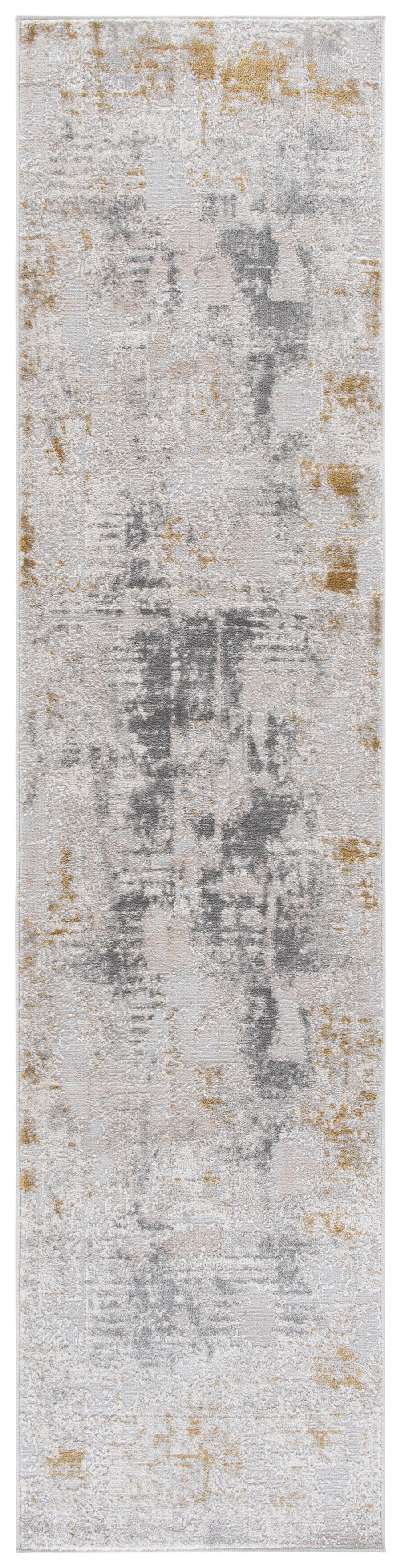 Safavieh Palma Modern Grey And Gold Area Rug — Turkish Power-Loomed Low-Profile Pile, Durable Stylish Centerpiece 6'-7" x 6'-7" PAM368F-7SQ