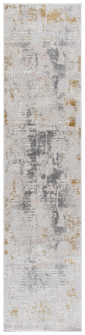Safavieh Palma Modern Grey And Gold Area Rug — Turkish Power-Loomed Low-Profile Pile, Durable Stylish Centerpiece 6'-7" x 6'-7" PAM368F-7SQ