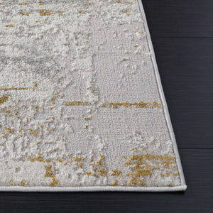 Safavieh Palma Contemporary Turkish Rug In Soft Grey And Gold — Low-Pile Power-Loomed, Durable Stylish Grounding Piece 5'-3" x 7'-6" PAM368F-5