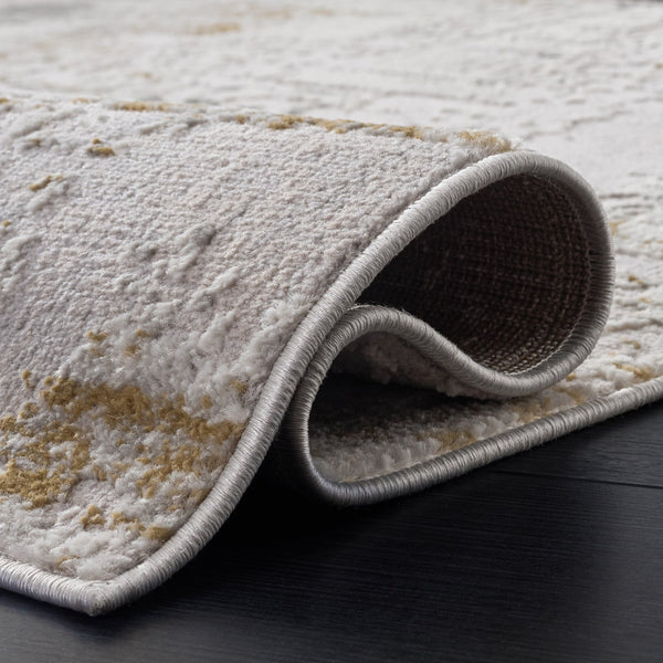 Safavieh Palma Streamlined Grey And Gold Runner Rug For Hallways — Low-Profile, Stain-Resistant, Durable Power-Loomed Design 2'-2" x 9'-0" PAM368F-29
