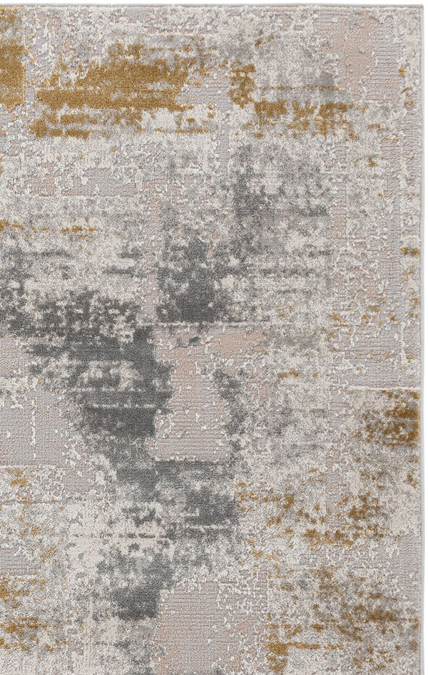 Safavieh Palma Streamlined Grey And Gold Runner Rug For Hallways — Low-Profile, Stain-Resistant, Durable Power-Loomed Design 2'-2" x 9'-0" PAM368F-29