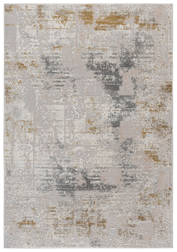 Safavieh Palma Contemporary Flatweave Rug In Grey And Gold Tones, Low-Profile Durable Turkish Power-Loomed Design 4'-0" x 6'-0" PAM368F-4