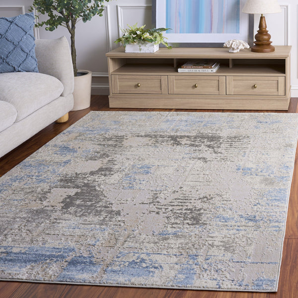 Safavieh Palma Grey And Teal Area Rug — Low-Profile Power-Loomed Turkish Construction, Durable, Stain-Resistant 5'-3" x 7'-6" PAM368G-5