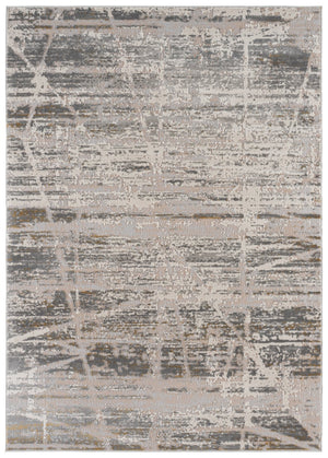 Safavieh Palma Modern Grey And Gold Area Rug — Low-Profile, Stain-Resistant Power-Loomed Design From Turkey 4'-0" x 6'-0" PAM370F-4