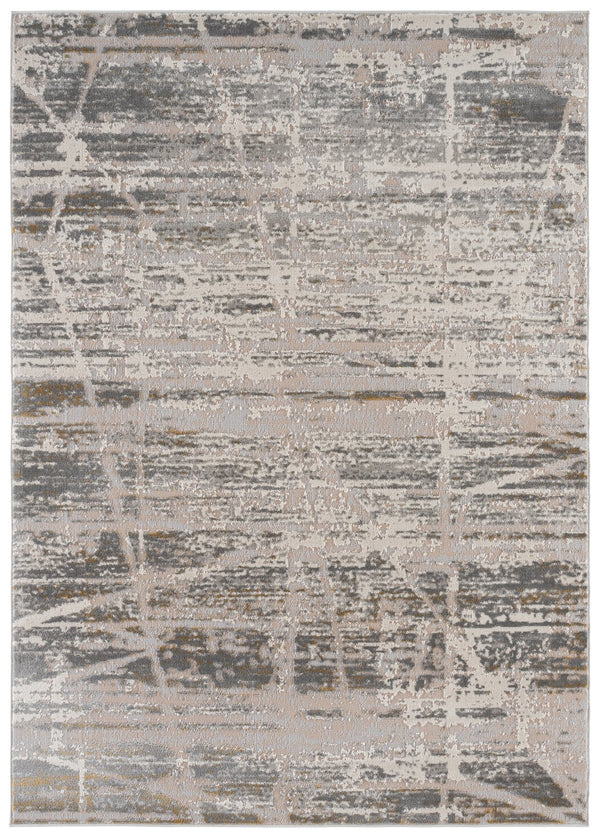 Safavieh Palma Modern Grey And Gold Area Rug — Low-Profile, Stain-Resistant Power-Loomed Design From Turkey 4'-0" x 6'-0" PAM370F-4