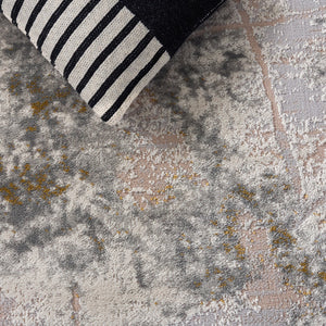 Safavieh Palma Refined Grey And Gold Area Rug —Power-Loomed Turkish Design, Durable Low-Maintenance Texture, Versatile Style 4'-0" x 6'-0" PAM372G-4