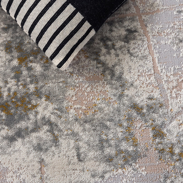 Safavieh Palma Refined Grey And Gold Area Rug —Power-Loomed Turkish Design, Durable Low-Maintenance Texture, Versatile Style 4'-0" x 6'-0" PAM372G-4