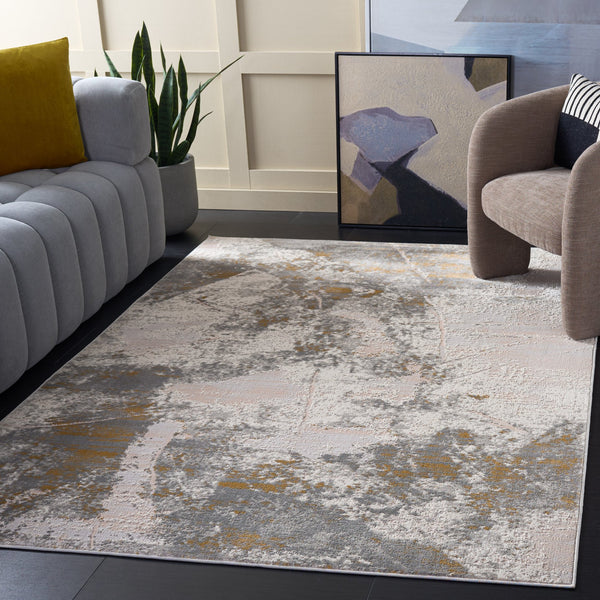 Safavieh Palma Refined Grey And Gold Area Rug —Power-Loomed Turkish Design, Durable Low-Maintenance Texture, Versatile Style 4'-0" x 6'-0" PAM372G-4