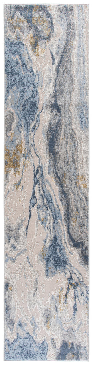 Safavieh Palma Modern Grey And Teal Area Rug — Low Pile Power-Loomed Comfort, Durable Turkish Craftsmanship 4'-0" x 6'-0" PAM374F-4