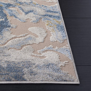 Safavieh Palma Modern Grey And Teal Area Rug — Low Pile Power-Loomed Comfort, Durable Turkish Craftsmanship 4'-0" x 6'-0" PAM374F-4