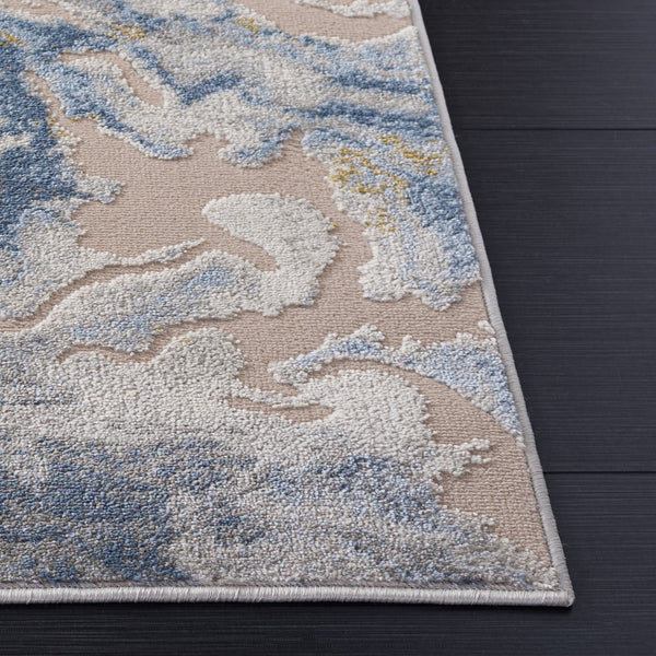 Safavieh Palma Modern Grey And Teal Area Rug — Low Pile Power-Loomed Comfort, Durable Turkish Craftsmanship 4'-0" x 6'-0" PAM374F-4