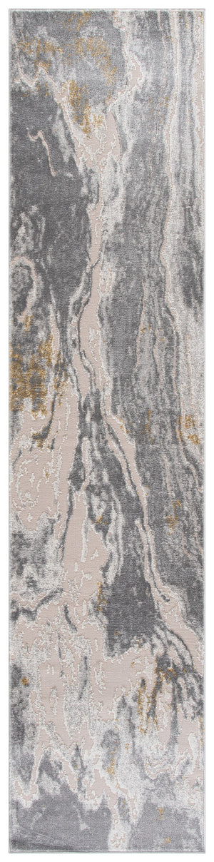 Safavieh Palma Modern Square Area Rug In Grey And Gold — Low-Profile, Power-Loomed Turkish Weave For Durable Style 6'-7" x 6'-7" PAM374G-7SQ