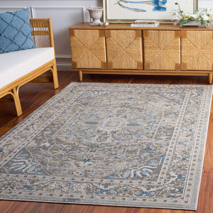 Safavieh Palma Grey Area Rug — Low-Pile, Stain-Resistant Power-Loomed Turkish Rug For Modern Minimalist Rooms 4'-0" x 6'-0" PAM376F-4