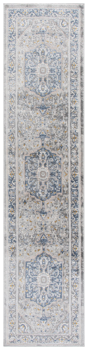 Safavieh Palma Traditional-Inspired Runner Rug In Grey And Teal — Low Pile, Durable Power-Loomed Turkish Craftsmanship 2'-2" x 9'-0" PAM376G-29