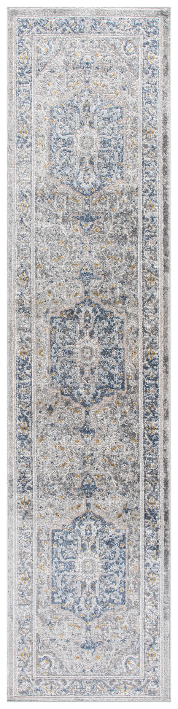 Safavieh Palma Traditional-Inspired Runner Rug In Grey And Teal — Low Pile, Durable Power-Loomed Turkish Craftsmanship 2'-2" x 9'-0" PAM376G-29