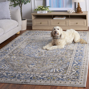 Safavieh Palma Traditional-Inspired Runner Rug In Grey And Teal — Low Pile, Durable Power-Loomed Turkish Craftsmanship 2'-2" x 9'-0" PAM376G-29