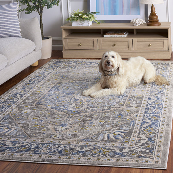 Safavieh Palma Traditional-Inspired Runner Rug In Grey And Teal — Low Pile, Durable Power-Loomed Turkish Craftsmanship 2'-2" x 9'-0" PAM376G-29