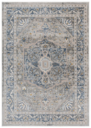 Safavieh Palma Round Area Rug Grey Teal Blend — Power-Loomed Turkish Design, Low Pile, Durable Style For Home Decor 6'-7" x 6'-7" PAM376G-7R