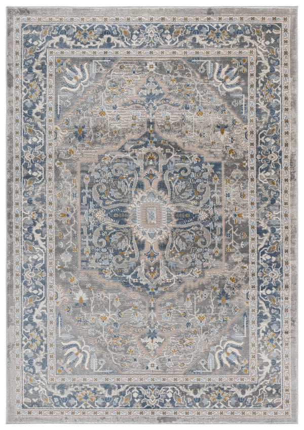 Safavieh Palma Traditional-Inspired Runner Rug In Grey And Teal — Low Pile, Durable Power-Loomed Turkish Craftsmanship 2'-2" x 9'-0" PAM376G-29