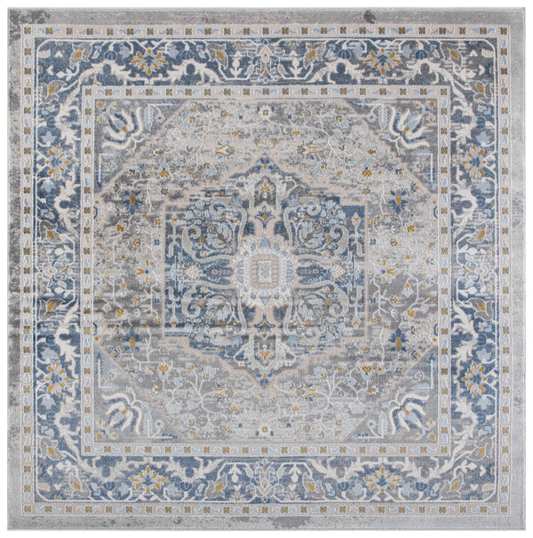 Safavieh Palma Traditional-Inspired Runner Rug In Grey And Teal — Low Pile, Durable Power-Loomed Turkish Craftsmanship 2'-2" x 9'-0" PAM376G-29