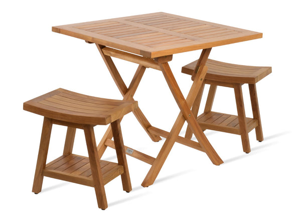 Soho Concept Borneo Shower Bench - Handmade Solid Teak Wood Stool With Water-repellent Finish & Silk Smooth Touch Natural  Soho-concept-dining-chair-14057