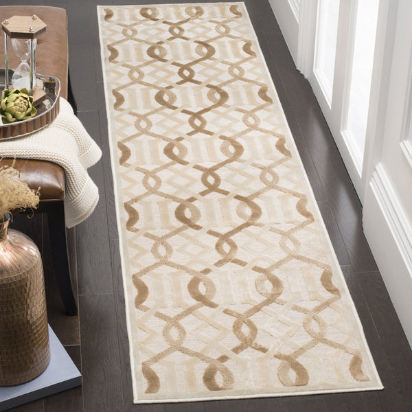 Safavieh Paradise Elegant Geometric Runner Rug - Luxurious Belgian Craftsmanship For Timeless Home Style Cream Viscose Par415c-28