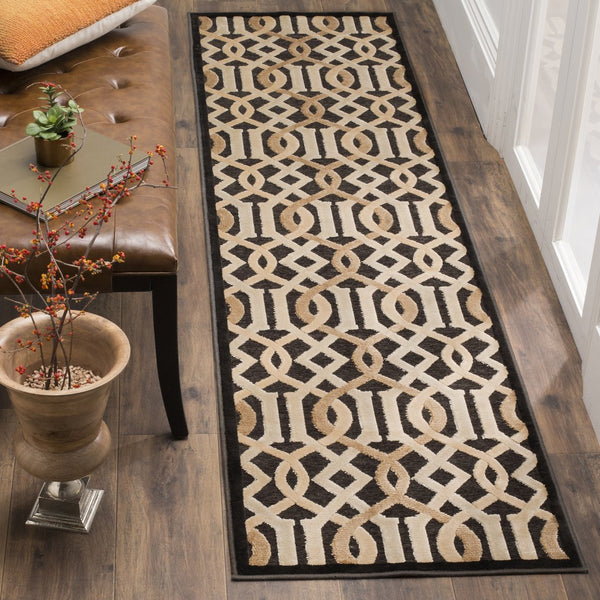 Safavieh Paradise Elegant Geometric Runner Rug - Luxurious Belgian Craftsmanship For Timeless Home Style Dark Grey Viscose Par415d-28