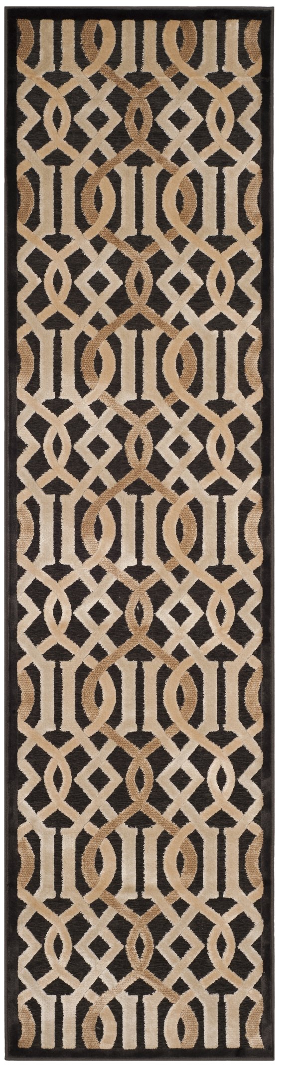 Safavieh Paradise Elegant Geometric Runner Rug - Luxurious Belgian Craftsmanship For Timeless Home Style Dark Grey Viscose Par415d-28