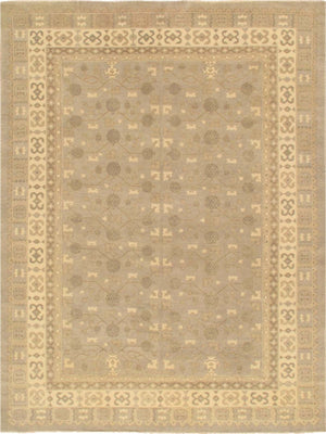 Pasargad Home Azerbaijan Collection Hand-knotted Lamb's Wool Area Rug – Elegant Floral Design Accents   Parp-003a 8x10