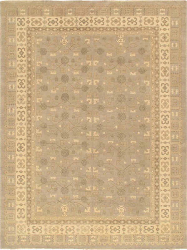 Pasargad Home Azerbaijan Collection Hand-knotted Lamb's Wool Area Rug – Elegant Floral Design Accents   Parp-003a 8x10