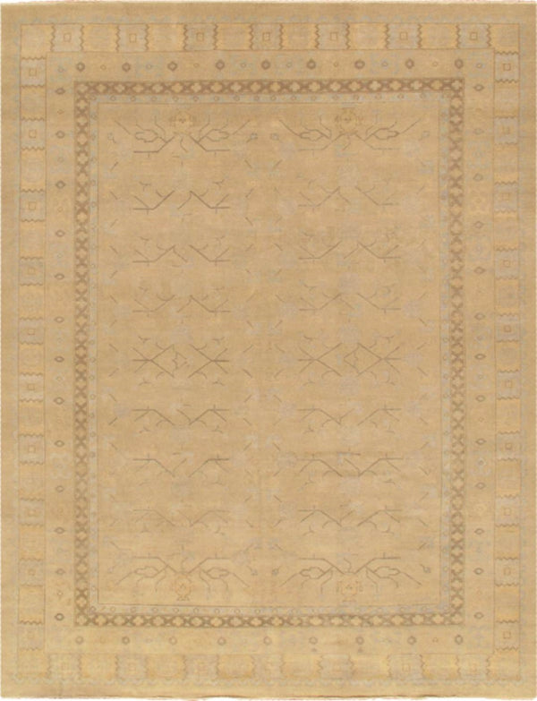 Pasargad Home Azerbaijan Collection Hand-knotted Lamb's Wool Area Rug – Elegant Floral Design Accents   Parp-003c 10x14