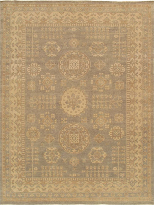 Pasargad Home Azerbaijan Collection Hand-knotted Lamb's Wool Area Rug – Elegant Floral Design Accents   Parp-004b 9x12