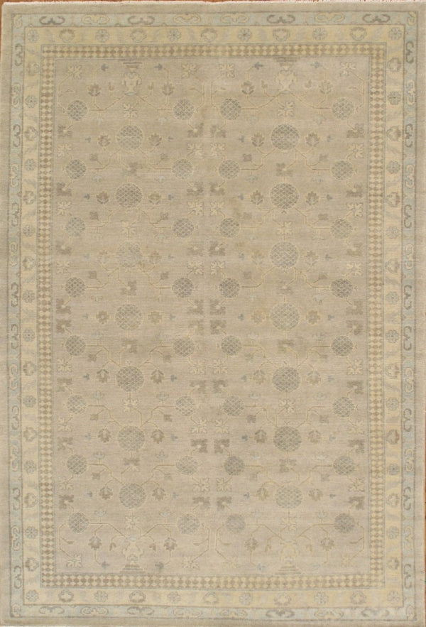 Pasargad Home Azerbaijan Collection Hand-knotted Lamb's Wool Area Rug – Elegant Floral Design Accents   Pars-02 6x9