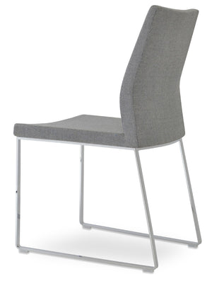 Soho Concept Pasha Sled Dining Chair In Orange - Luxurious Camira Blazer Wool Fabric With 10-year Guarantee! Chrome  Soho-concept-dining-chair-04988