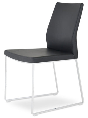 Soho Concept Pasha Sled Dining Chair - Elegant Camira Yoredale Boucle Or Leather, 10-year Guarantee, 350 Lbs Capacity Chrome,Black  Soho-concept-dining-chair-04989