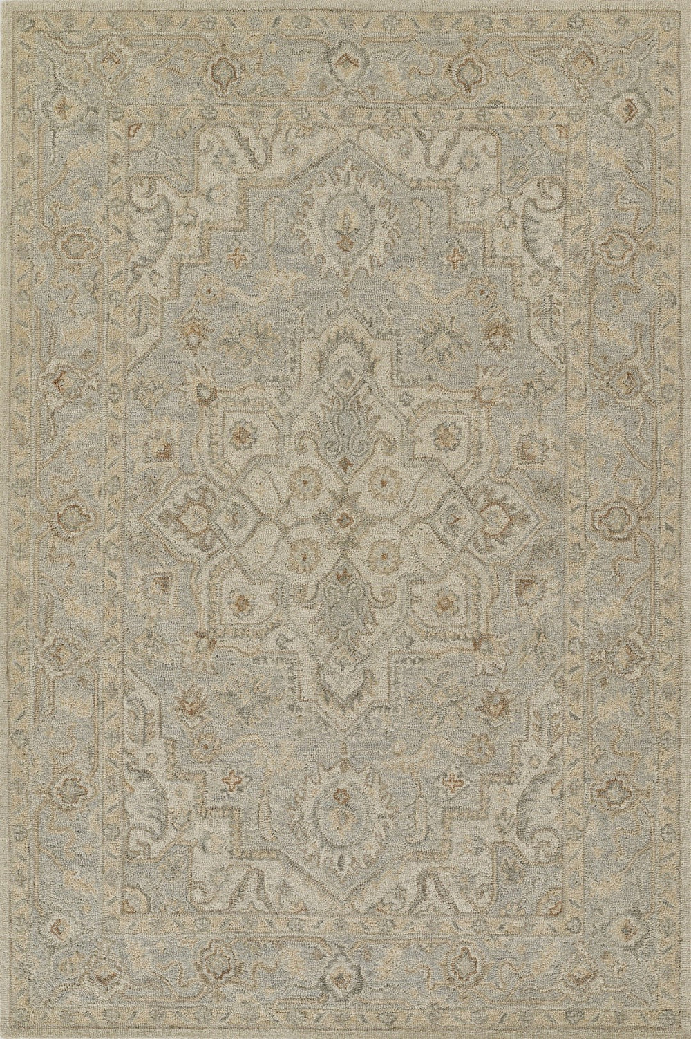 Momeni Pasha PSH-1 Hand Tufted Traditional Medallion Indoor Rug Light Blue 8' x 10'