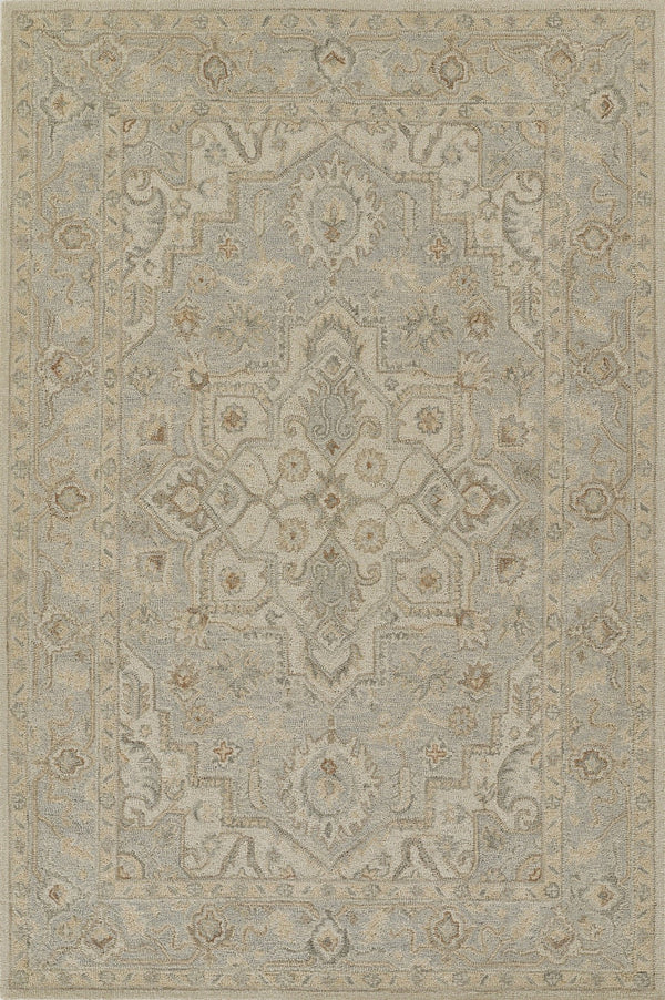 Momeni Pasha PSH-1 Hand Tufted Traditional Medallion Indoor Rug Light Blue 8' x 10'