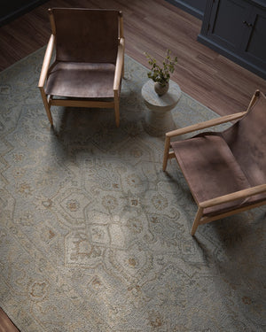 Momeni Pasha PSH-1 Hand Tufted Traditional Medallion Indoor Rug Light Blue 8' x 10'